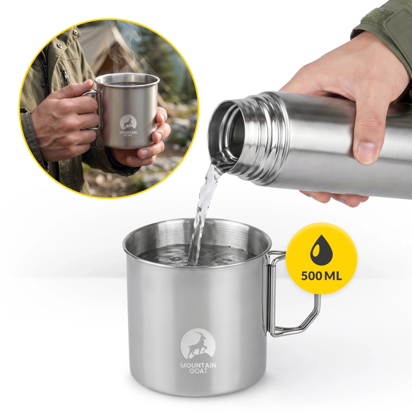 Stalowy kubek turystyczny  500 ml