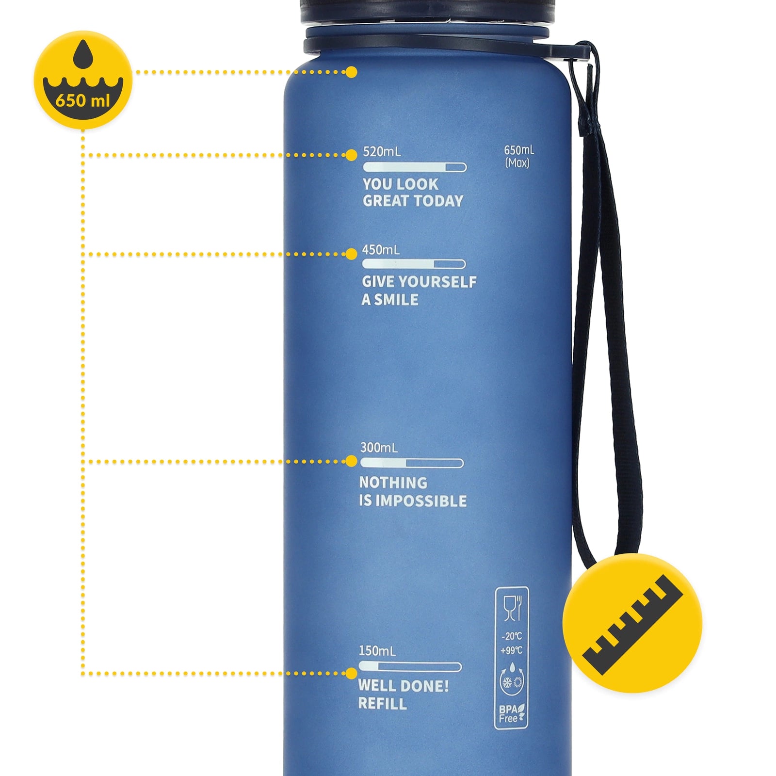 Butelka sportowa na wodę 650 ml niebieska