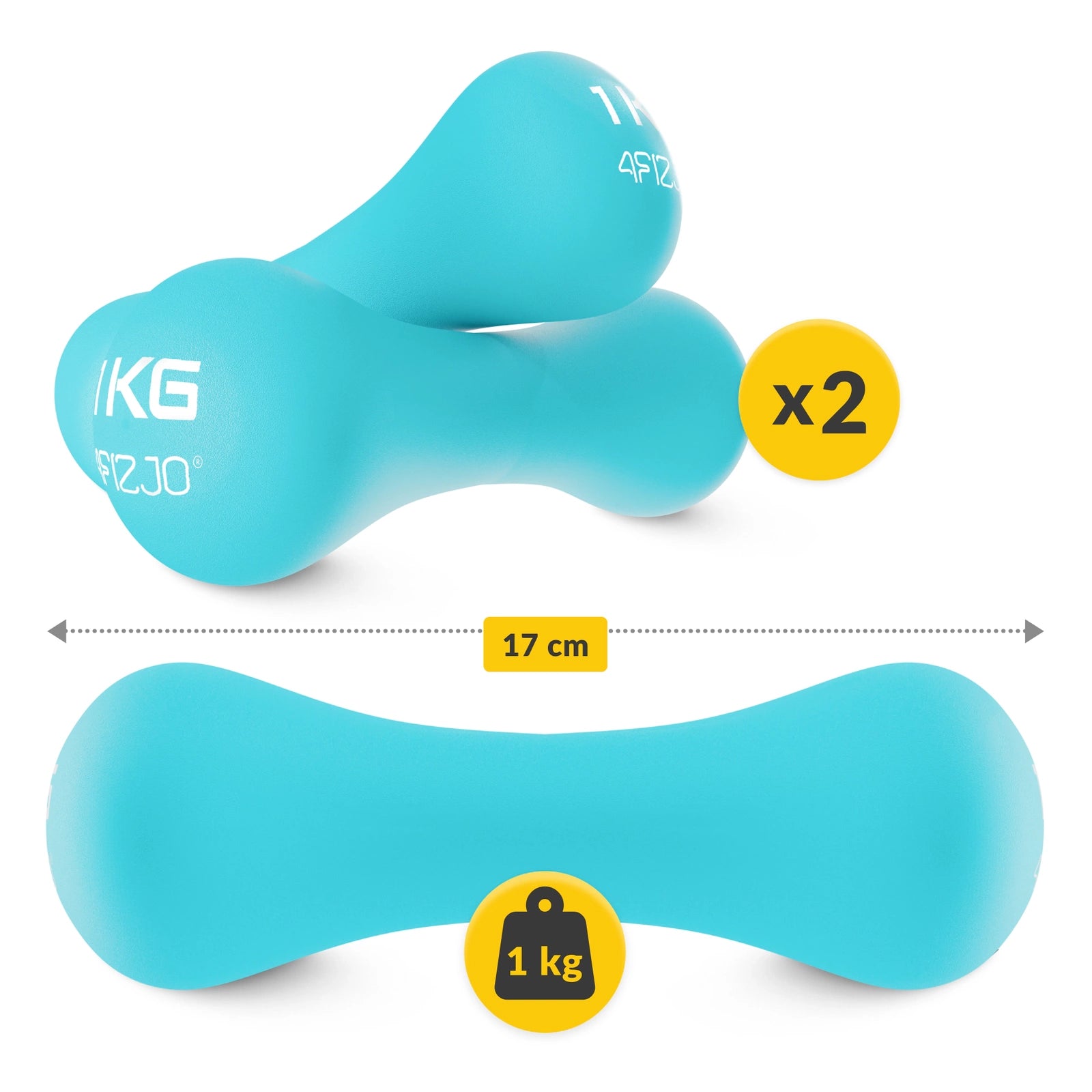 Hantelki żeliwne do ćwiczeń 8-shape 2 x 1 kg