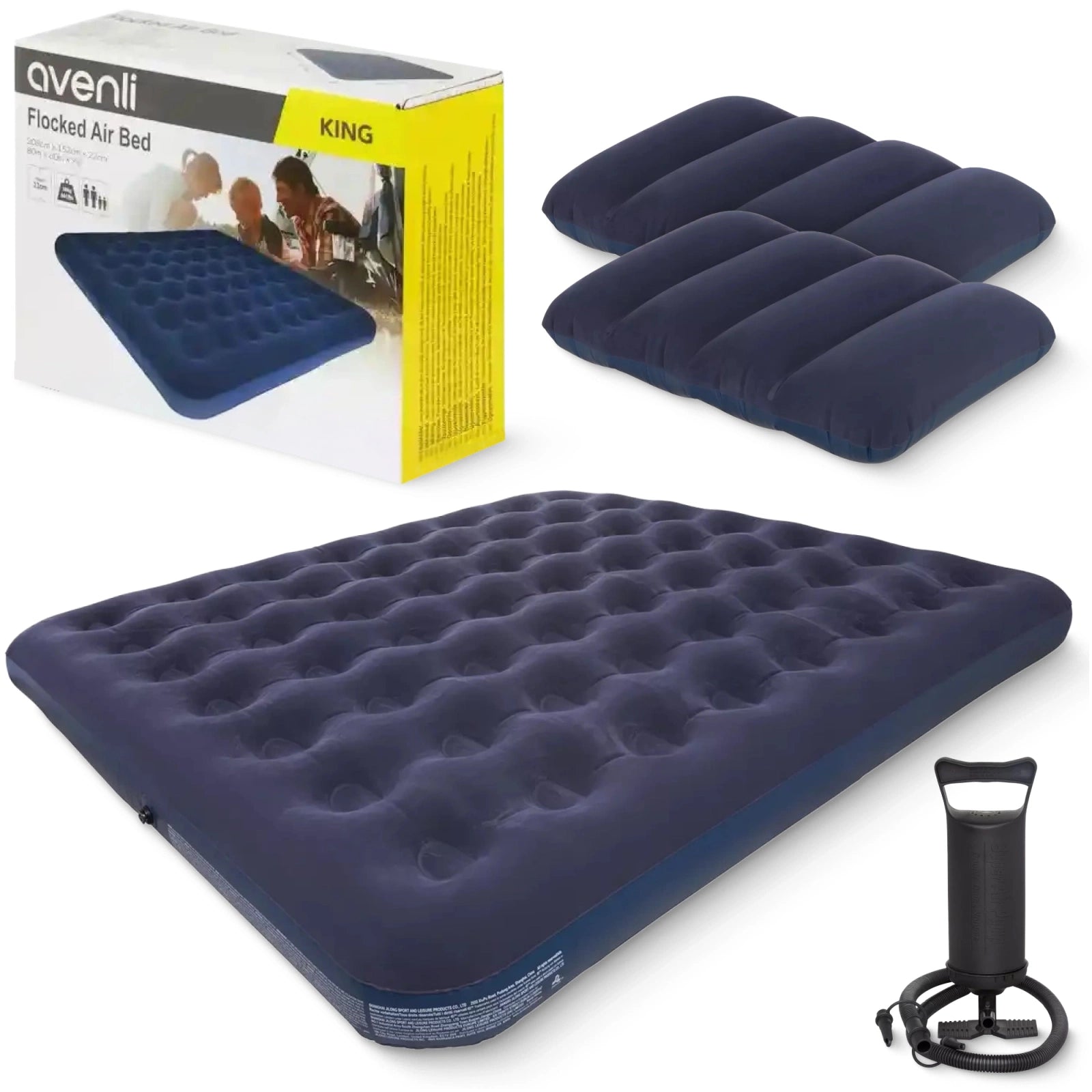 Materac dmuchany dwuosobowy  203 x 152 x 22 cm z pompką i poduszkami