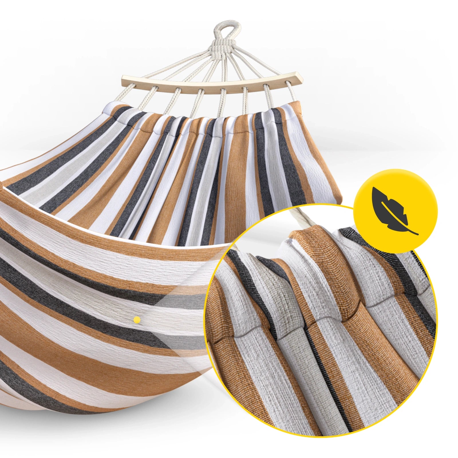 Hamak ogrodowy dwuosobowy z drążkiem 260x150 cm czerwono-żółty