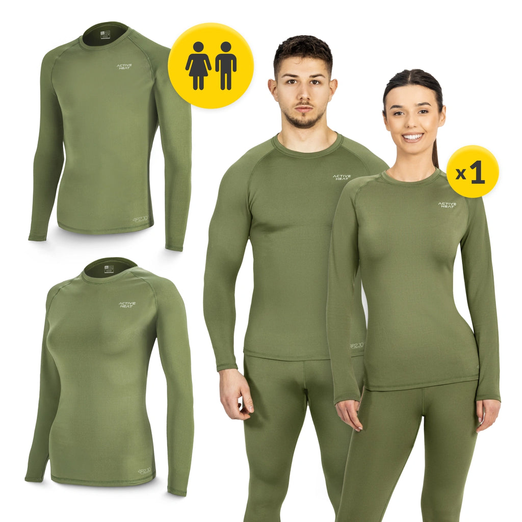Bielizna termiczna unisex - zielony komplet koszulka + spodnie rozmiar XXL