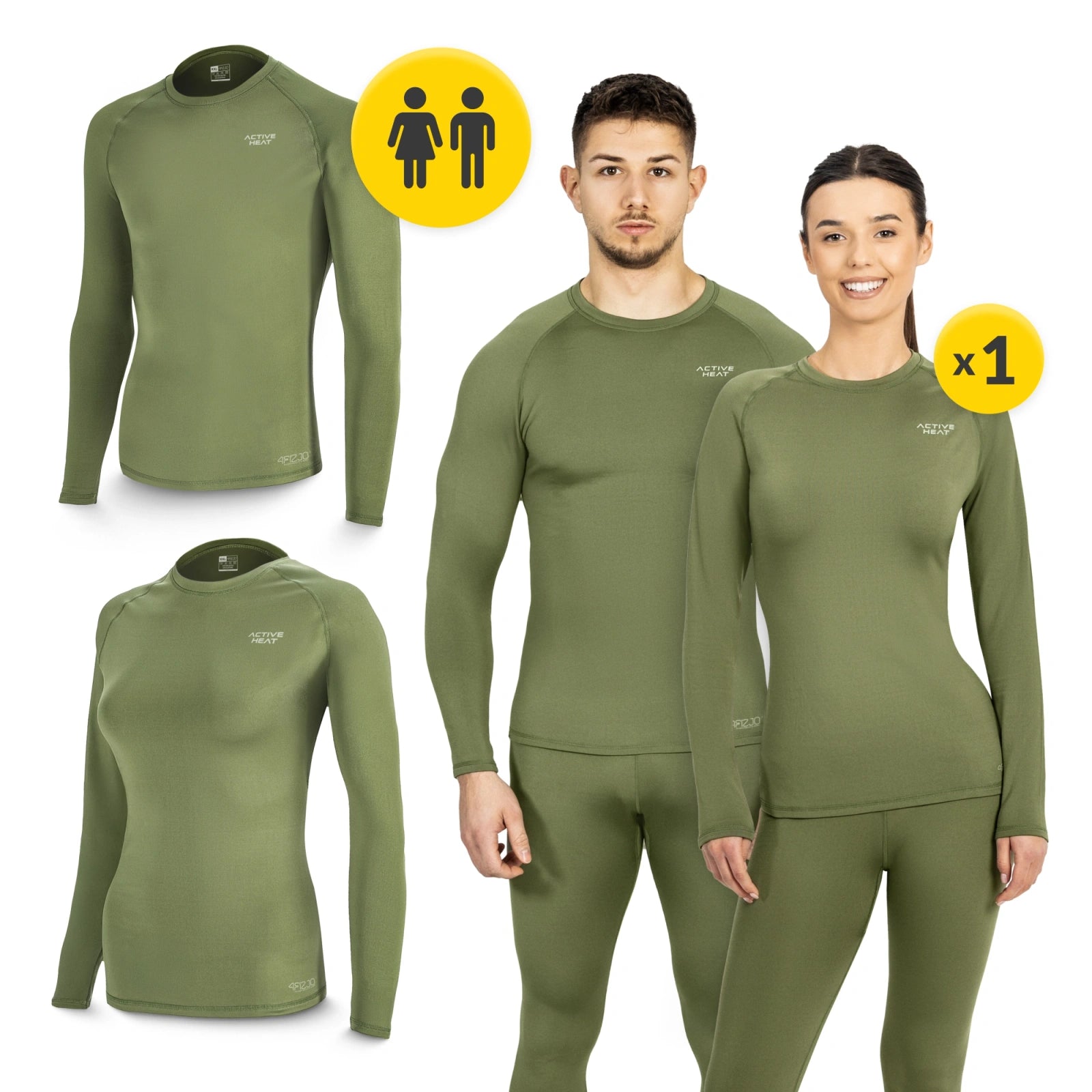 Bielizna termiczna unisex - zielony komplet koszulka + spodnie rozmiar XXL
