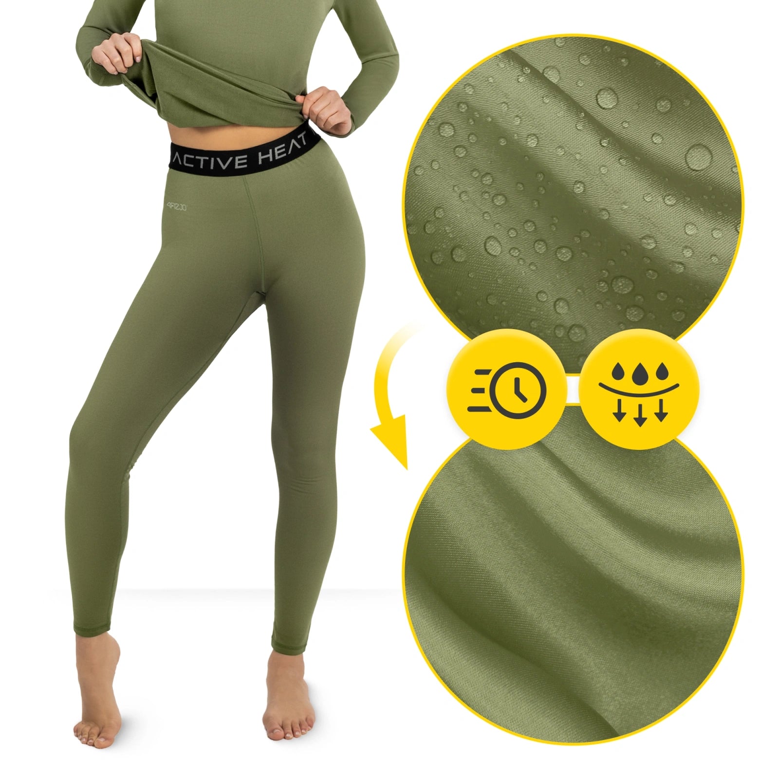 Bielizna termiczna unisex - zielony komplet koszulka + spodnie rozmiar XXL