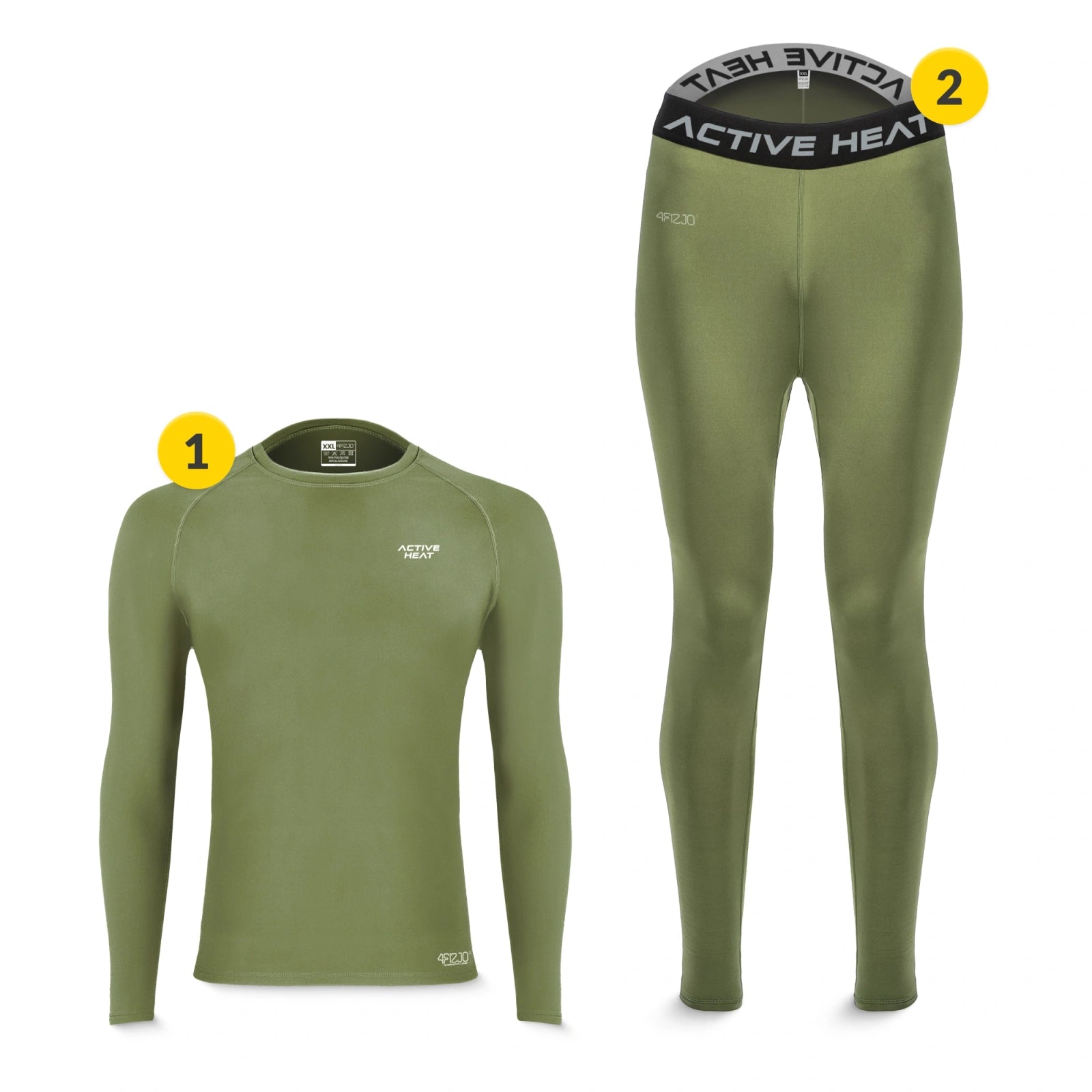 Bielizna termiczna unisex - zielony komplet koszulka + spodnie rozmiar XXL